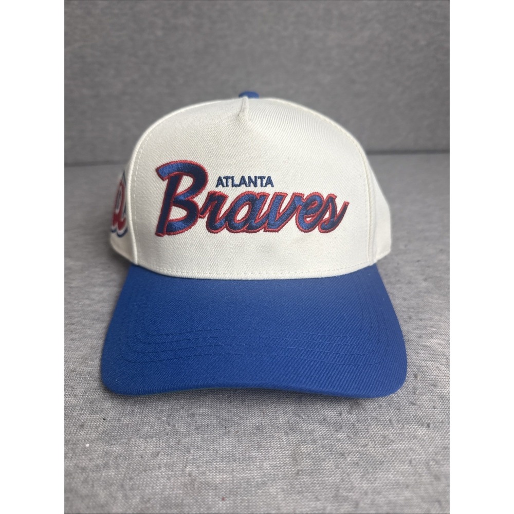 Atlanta Braves Mitchell & Ness Cream Retro Arch Pro Pinch SnapBack Hat Coopertow
